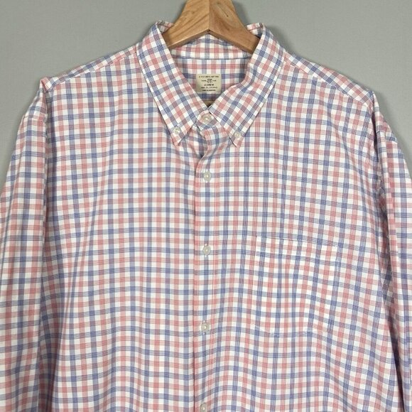 J. Crew Shirt Red White & Blue Check Button Up Long Sleeve Men's XL Preppy Plaid - Picture 2 of 7